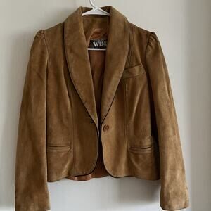 Winlit Vtg Western Suede XS Leather Jacket Blazer Tan Beige